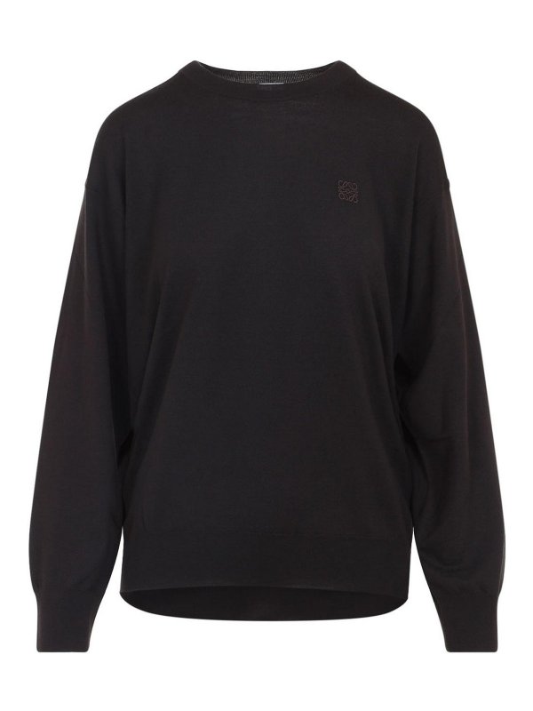 LOEWE: Suéteres con cuello pico - Suéter Cuello Redondo - Marrón