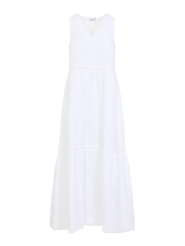 peserico linen dress Peserico White LINEN LONG DRESS, White / 42