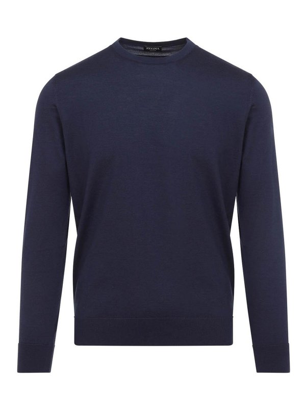 ZEGNA: Pull col rond - Pull Col Rond - Bleu