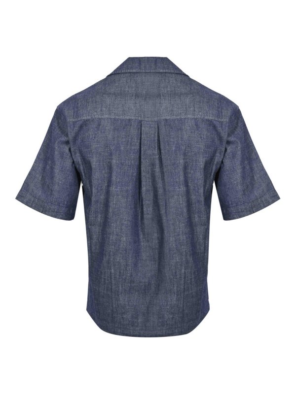 ALPHA STUDIO: shirts online - Chambray Cotton Bowling Shirt