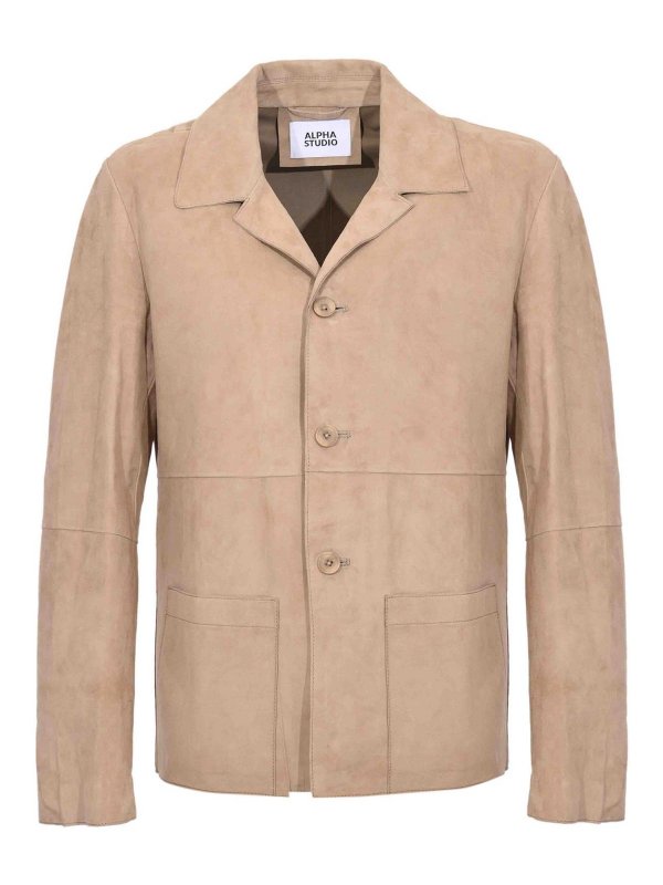 ALPHA STUDIO: leather jacket - Suede Leather Jacket
