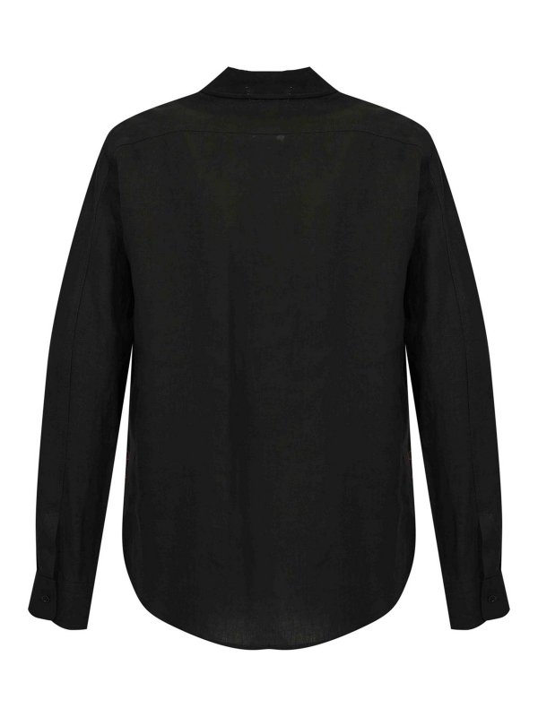 AMARANTO: camicie online - Camicia Effetto Lino Nero