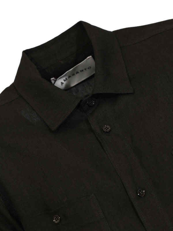 The Best Shops AMARANTO: camicie - Camicia Effetto Lino Nero