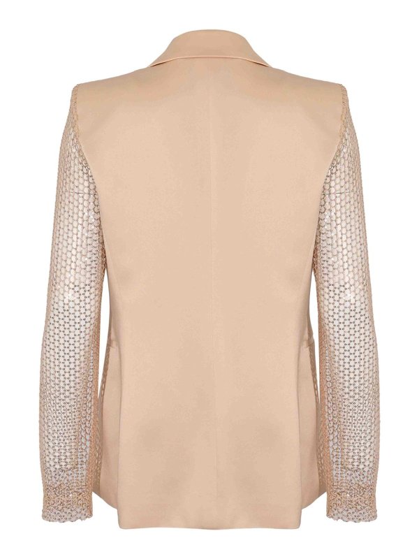 CLIPS: casual jackets online - Crepe jacket with sequined mesh sleeves