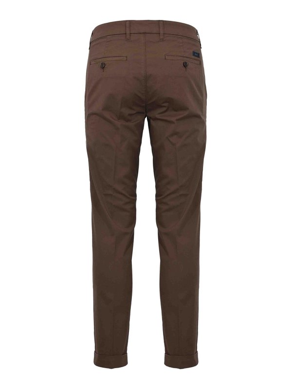 FAY: pantaloni casual online - Pantalone Capri Con Risvolto Marrone