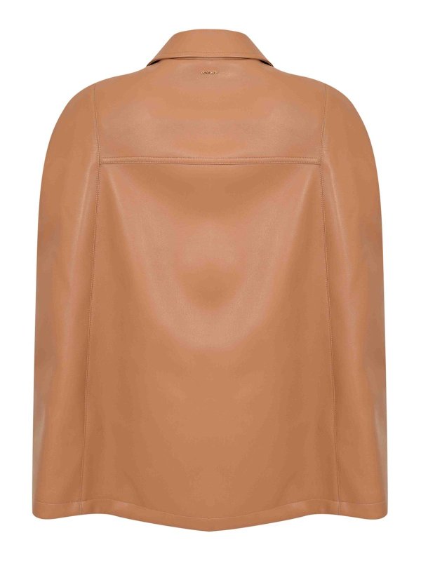 TWINSET: leather jacket online - Leather Effect Cape Jacket