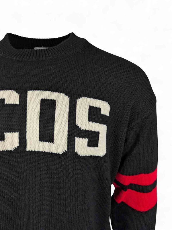 GCDS: Strickpullover mit Rundhalsausschnitt online - Rundhalspullover - Schwarz