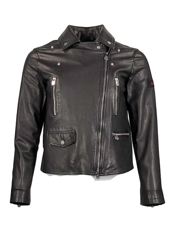 PEUTEREY: leather jacket - Black jackets
