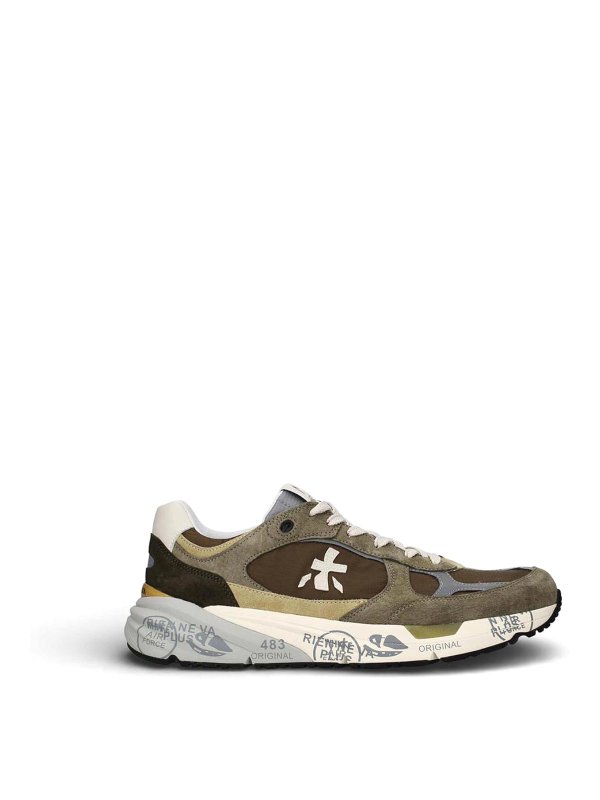PREMIATA: trainers - Green+Brown Sneakers