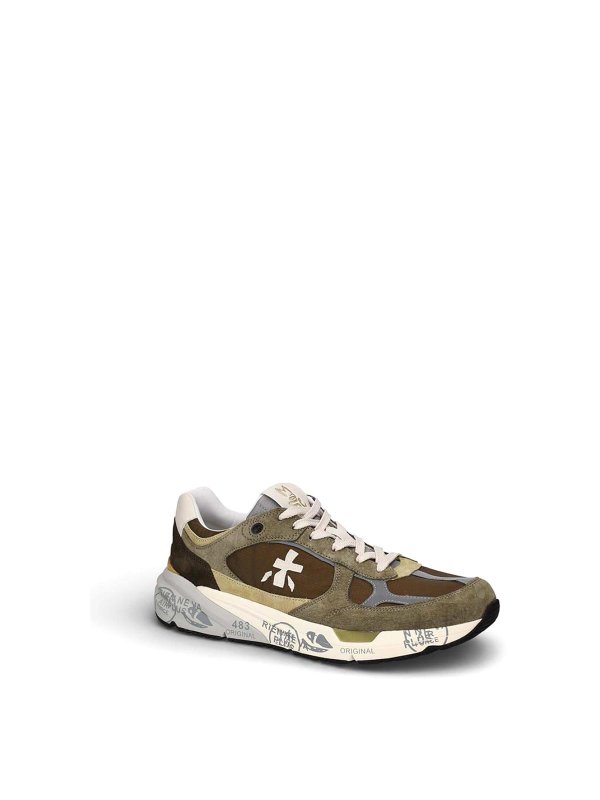 PREMIATA: trainers online - Green+Brown Sneakers