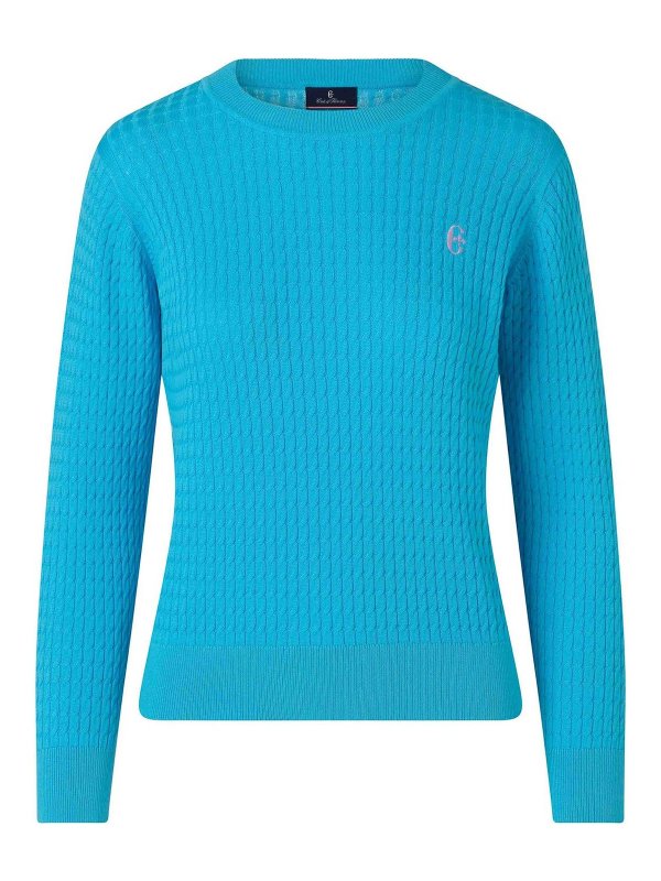 CONTE OF FLORENCE: Strickpullover mit Rundhalsausschnitt - Rundhalspullover - Hellblau