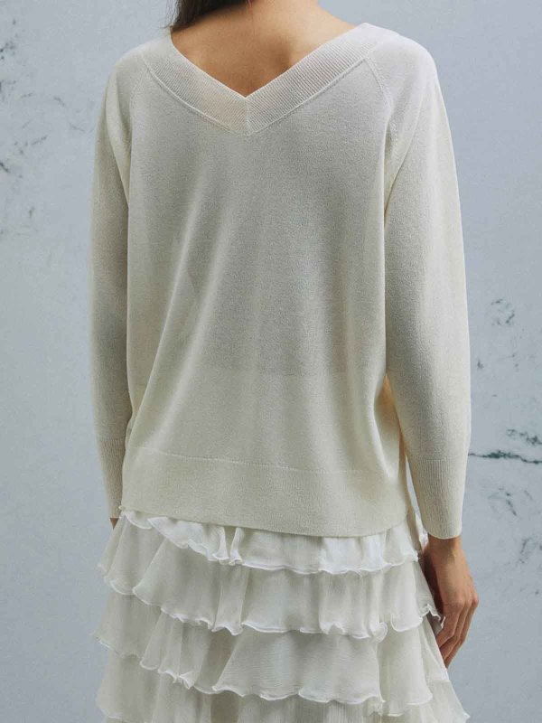 The Best Shops MARELLA: Suéteres con cuello pico - Suéter Cuello Redondo - Blanco