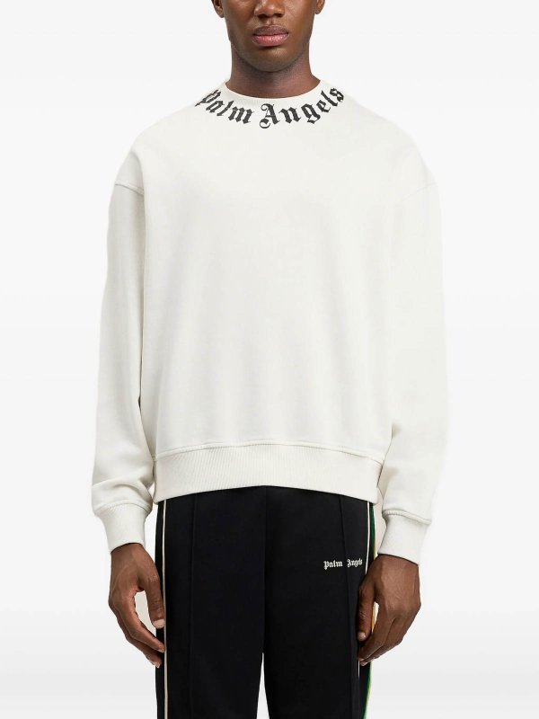 The Best Shops Palm Angels: Sweatshirts & Sweaters - Neck Logo Regular Crew