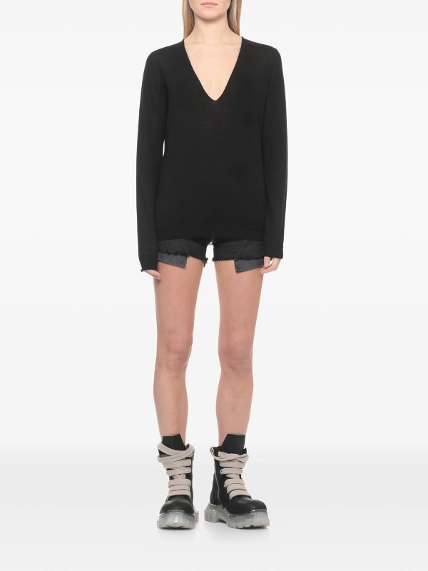 The Best Shops RICK OWENS: Strickpullover mit V-Ausschnitt - V-Pullover - Schwarz