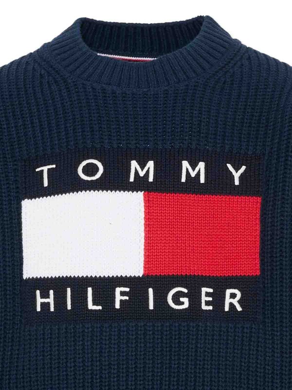 The Best Shops TOMMY HILFIGER: Strickpullover mit Rundhalsausschnitt - Rundhalspullover - Dunkelblau