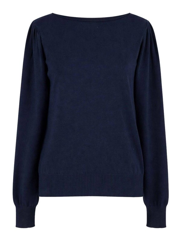 TWINSET: Suéteres con cuello pico - Suéter Cuello Redondo - Azul