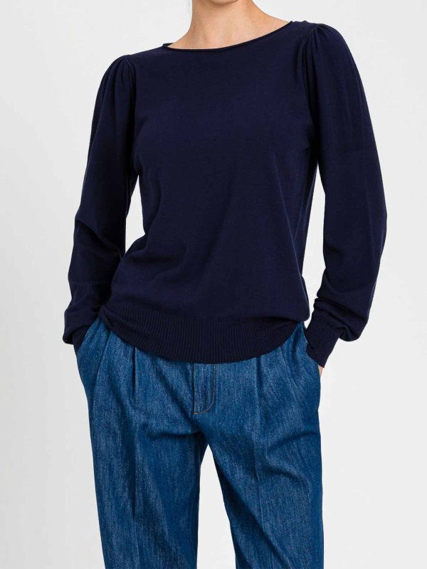 TWINSET: Suéteres con cuello pico online - Suéter Cuello Redondo - Azul