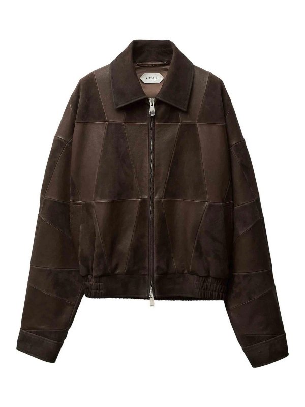 VERSACE: Lederjacken - Lederjacke - Beige