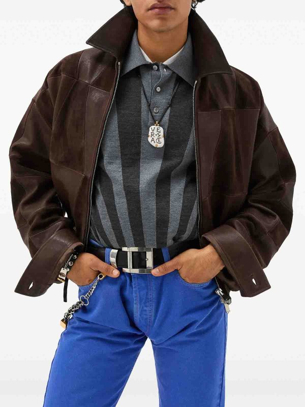 The Best Shops VERSACE: Lederjacken - Lederjacke - Beige