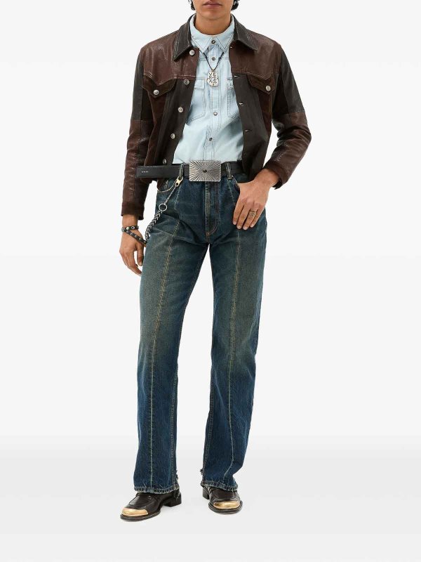 VERSACE: Jeans à jambe droite online - Jean Droit - Bleu
