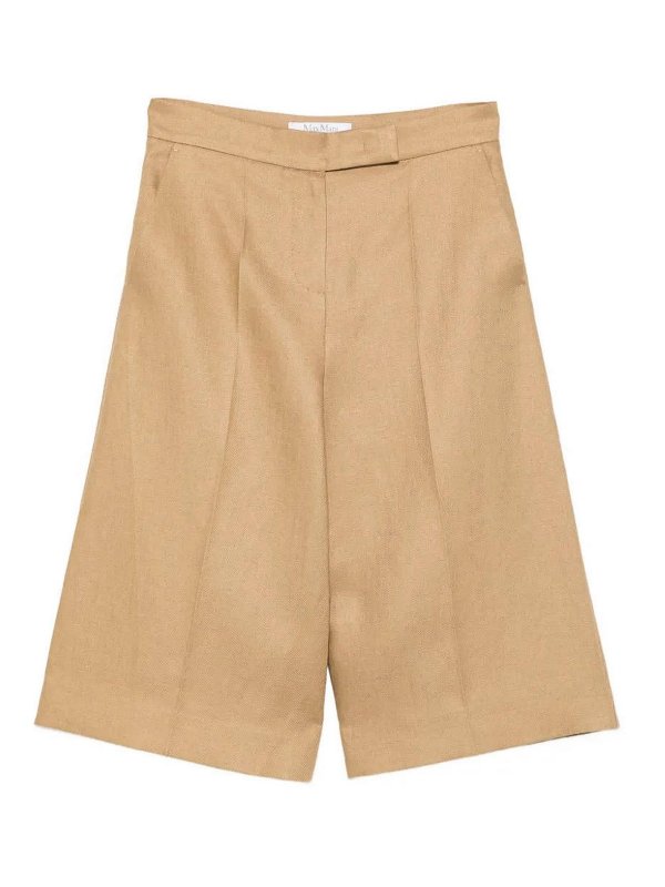 Max Mara: トラウザーショーツ - ショートパンツ - ダークベージュ
