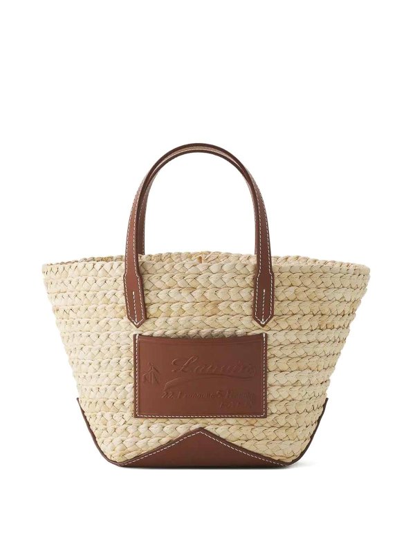 LANVIN: shopper - Borsa Tote Ecru Cognac