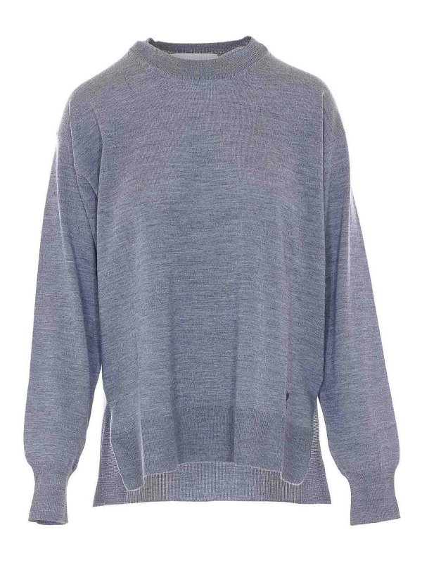 AMI PARIS: Strickpullover mit Rundhalsausschnitt - Rundhalspullover - Grau
