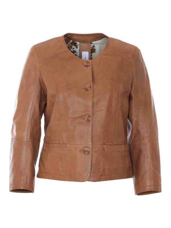 Bully: Vestes en cuir - Blouson En Cuir - Marron