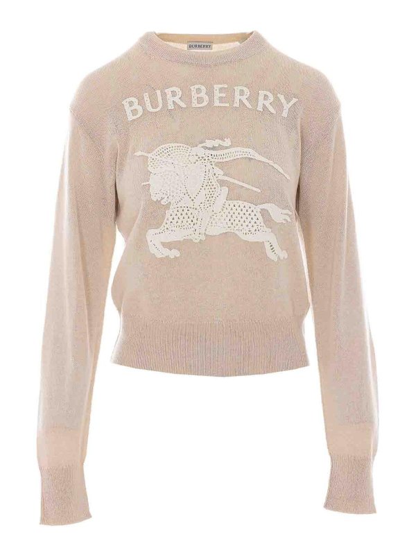 BURBERRY: Suéteres con cuello pico - Suéter Cuello Redondo - Beis