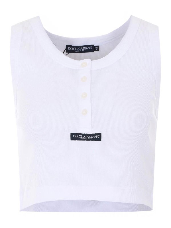 DOLCE & GABBANA: Tops y camisetas sin mangas - Top - Blanco