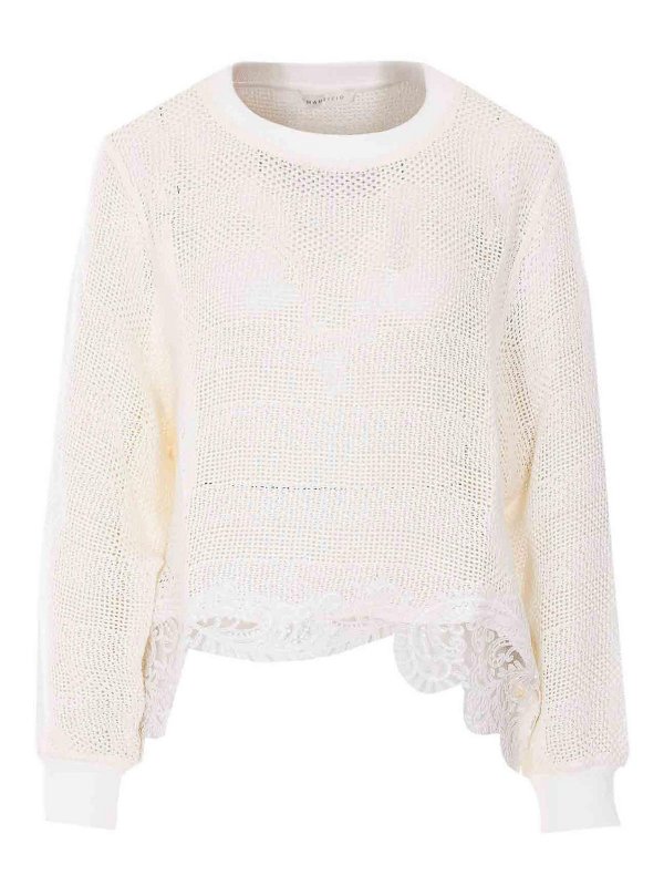 MAURIZIO PECORARO: Strickpullover mit Rundhalsausschnitt - Rundhalspullover - Weiß