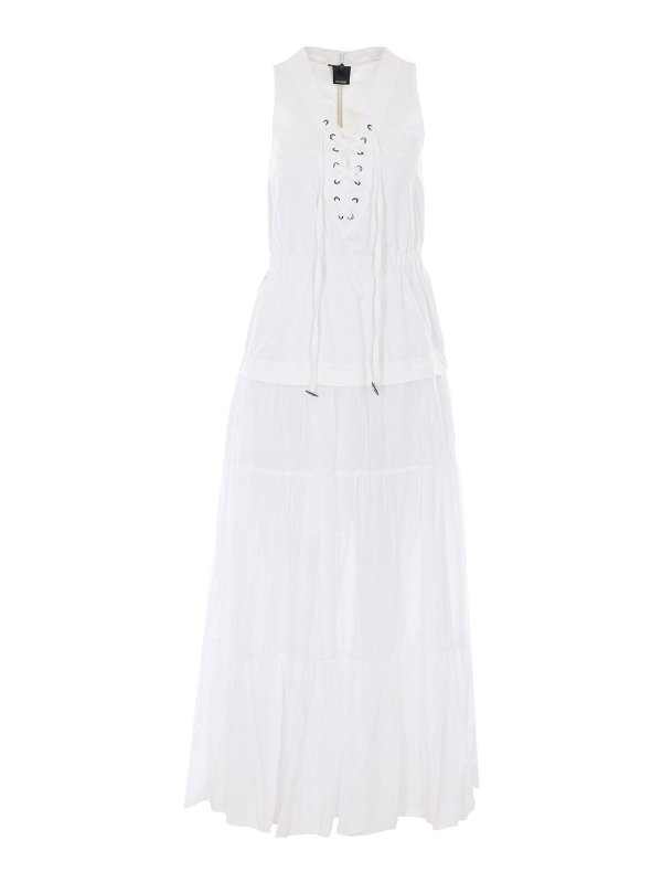 Pinko: Knielange Kleider - Knielanges Kleid - Weiß