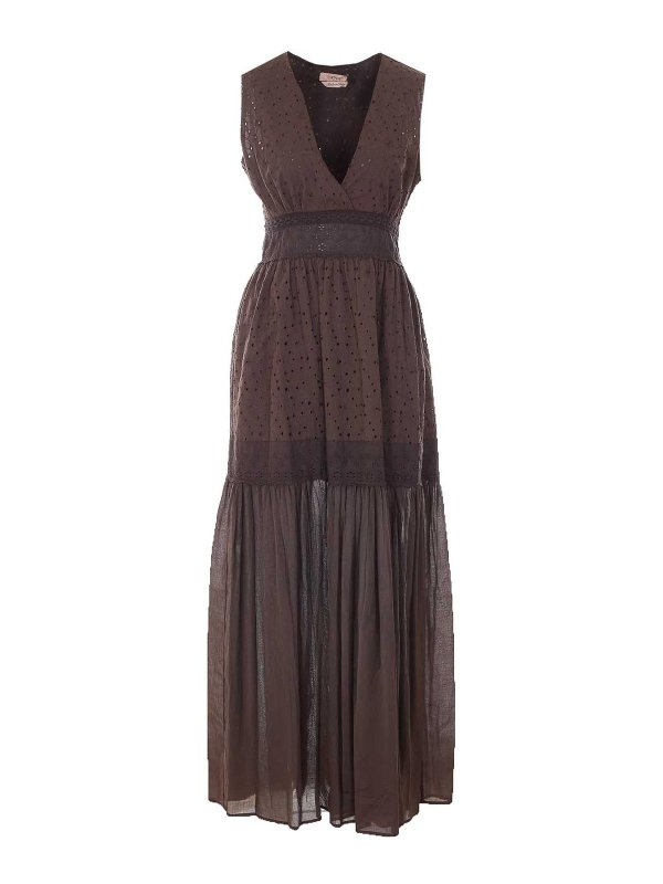 TWINSET: Maxi robe - Maxi Robe - Marron