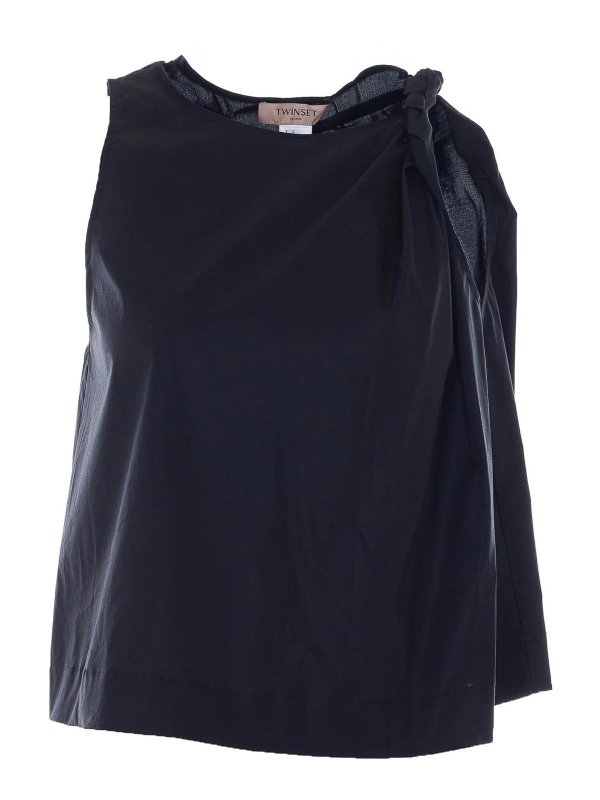TWINSET: Tops y camisetas sin mangas - Top - Negro