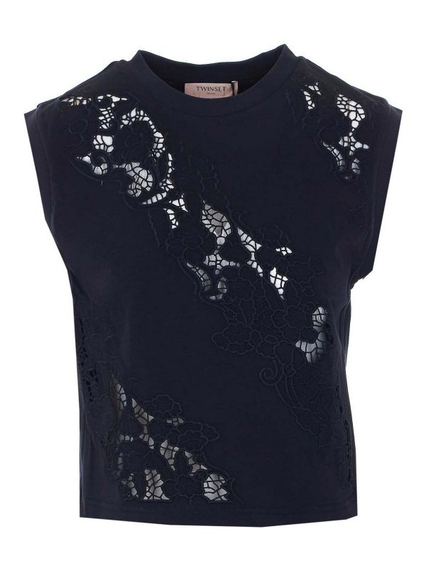 TWINSET: Tops y camisetas sin mangas - Top - Negro