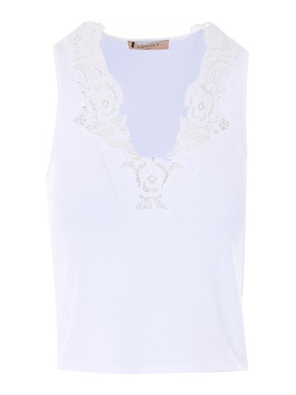 TWINSET: Tops y camisetas sin mangas - Top - Blanco