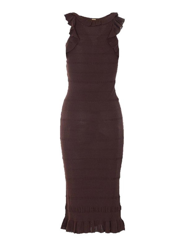 TWINSET: Knielange Kleider online - Knielanges Kleid - Braun