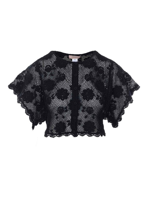 TWINSET: crew necks - Black Knitted Jacket