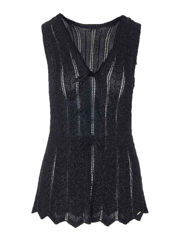 TWINSET: Tops y camisetas sin mangas - Top - Negro