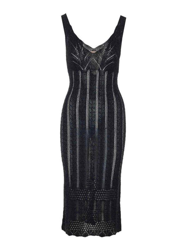 TWINSET: Knielange Kleider - Knielanges Kleid - Schwarz