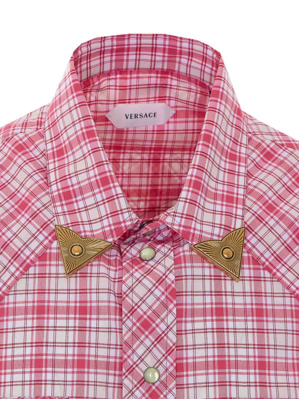 Camicia a quadri informale rossa e bianca shop online: VERSACE