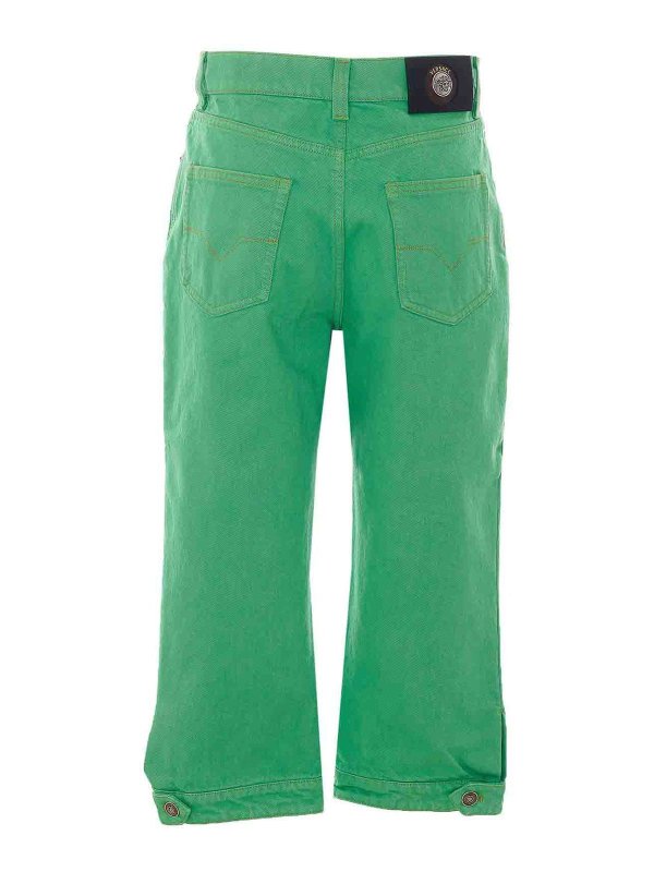 VERSACE: straight leg jeans online - Green Capri Jeans