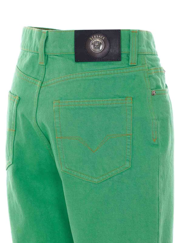 The Best Shops VERSACE: straight leg jeans - Green Capri Jeans