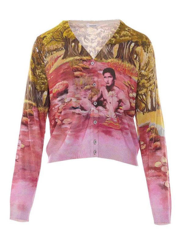 VERSACE: cardigans - Multicolor Knit Cardigan