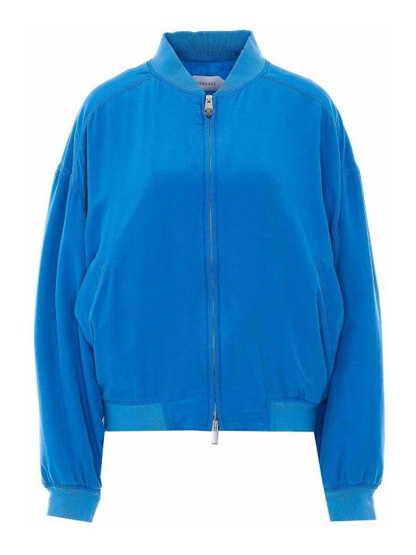 VERSACE: bombers - Silk-Poplin Zip Blouson