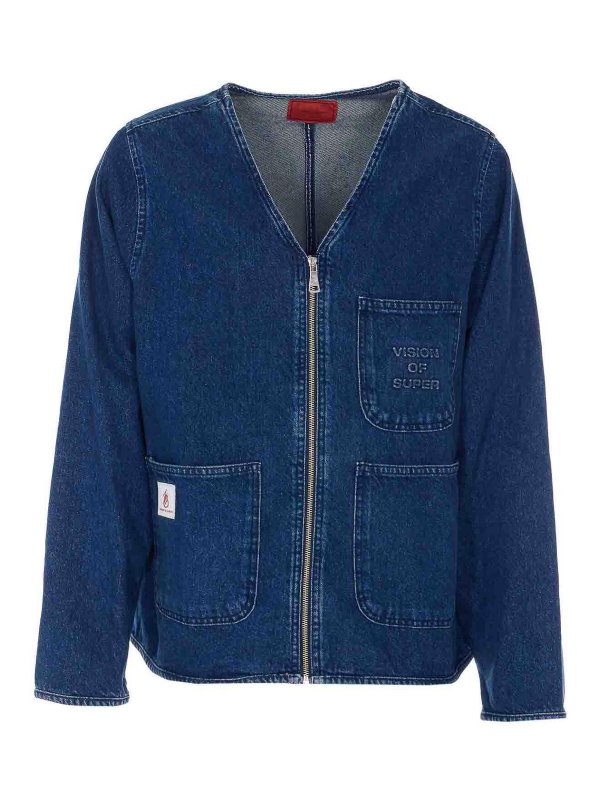 VISION OF SUPER: Jeansjacken - Jeansjacke - Blau
