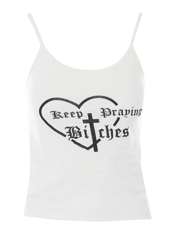 WILLY CHAVARRIA: Tops & Tank tops - White Keep Prating Top