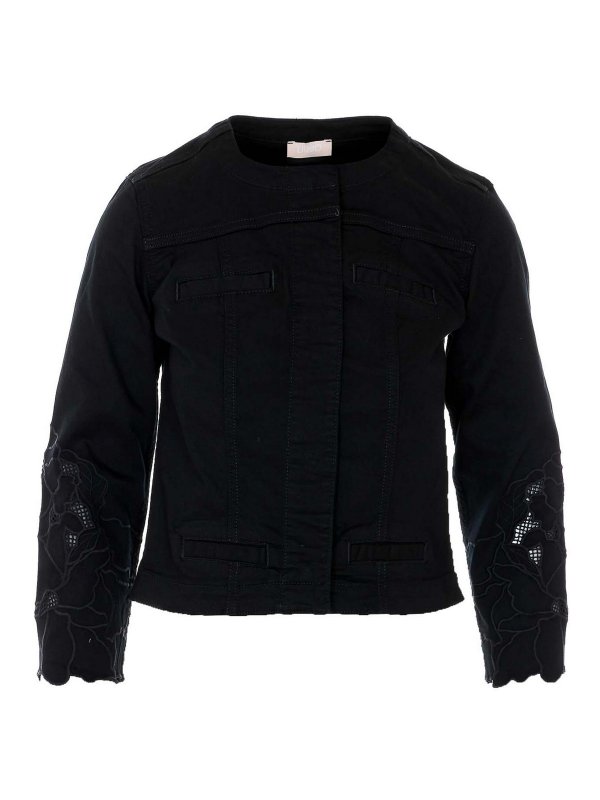 Liu Jo: Strickpullover mit Rundhalsausschnitt - Rundhalspullover - Schwarz