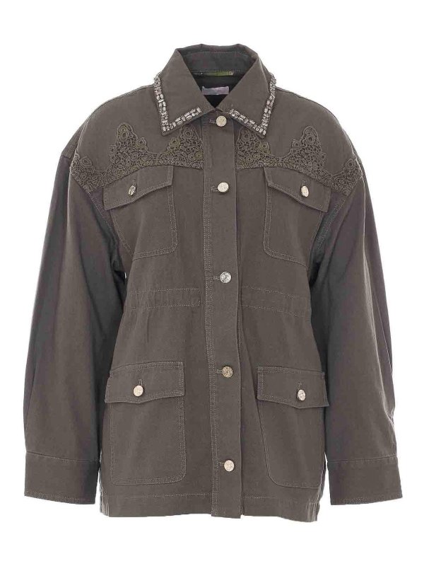 Liu Jo: casual jackets - Olive Green Jacket