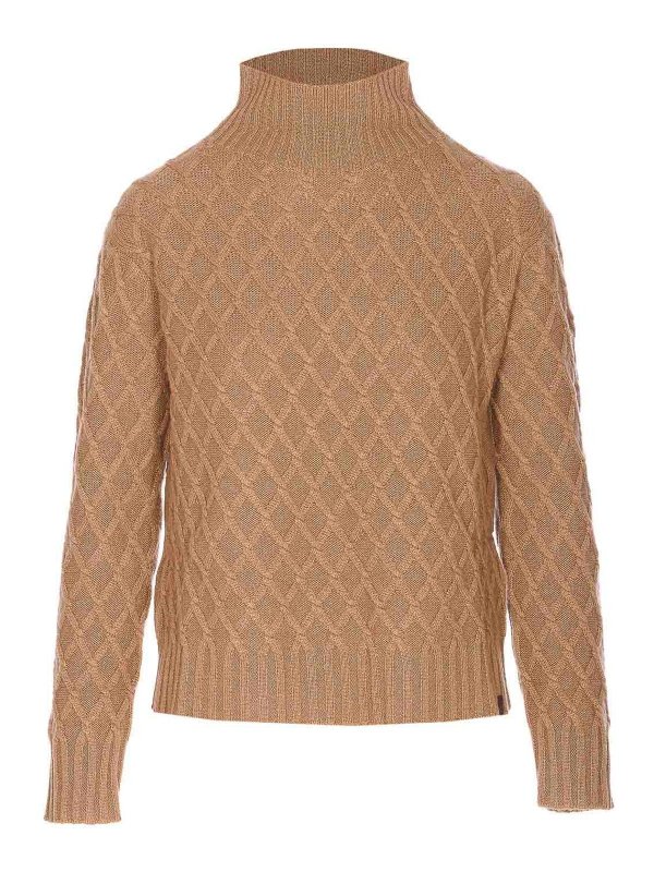 Max Mara: Suéteres con cuello pico - Suéter Cuello Redondo - Beis